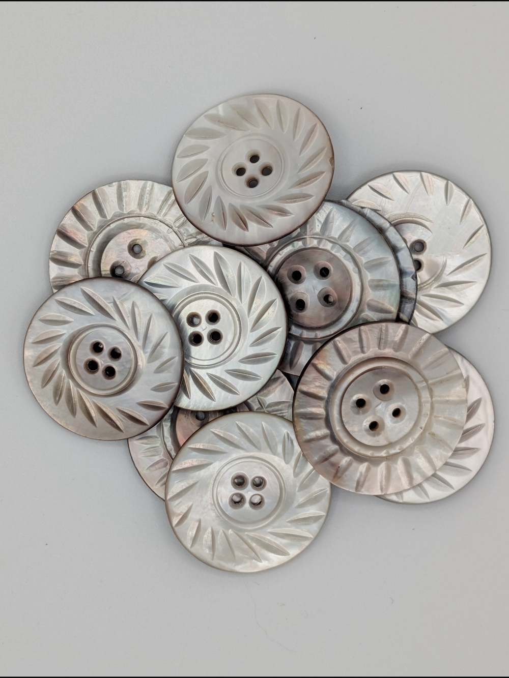 Large Vintage Carved Mother-of-Pearl Buttons